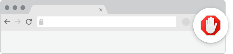 Imagen de un navegador con la extensión de AdBlock
